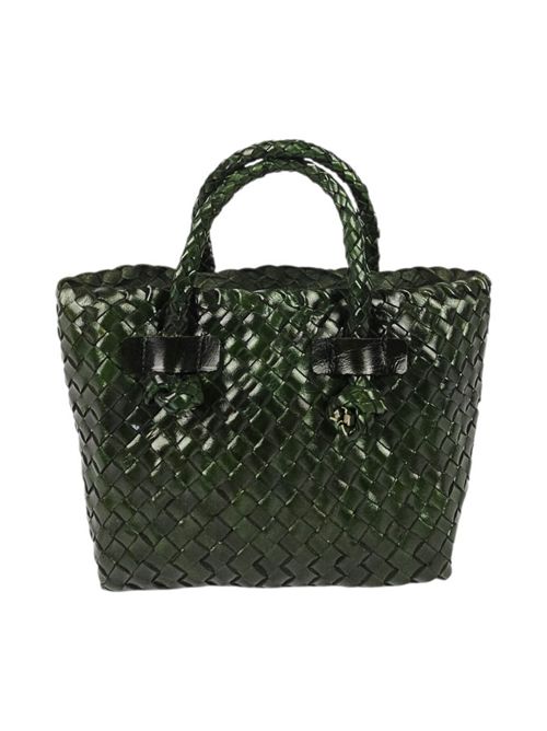 shopping donna piccola in pelle intrecciata verde